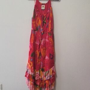 Farm Rio Mixed Fruit Ocean Tiered Midi Dress